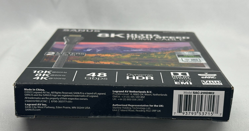 Sanus SAC-21 HDMI2 8K Ultra High Speed HDMI Cable-2 Meters-6.56 ft-48 Gbps-NEW - Picture 3 of 5