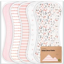 Organic Burp Cloths for Baby Boys and Girls - 5-Pack Super Absorbent Burping Clo