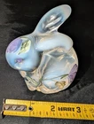 Fenton Glass Handpainted Opalescent Bunny Rabbit With Purple Flowers ~ Signed