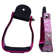 Hilason Engraved Western Angled Show Stirrups Barrel Racing Slanted Stirrups