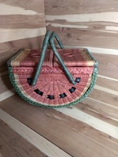 Antique Vintage Watermelon Slice Wicker Picni...