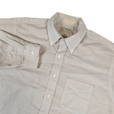 L.L. Bean Vintage Made in USA Khaki Tan Button Down Shirt Mens XL Long Sleeve
