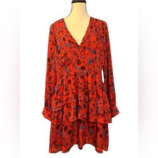 Zara Floral Long Sleeve Ruffle Dress