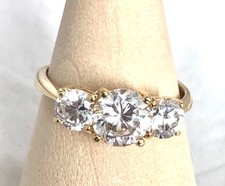 Vintage Gold Over Silver Cubic Zirconia Ring