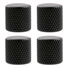 4pcs Metal Guitar Control Knobs Flat Top Volume Tone Knob 6mm Shaft Black