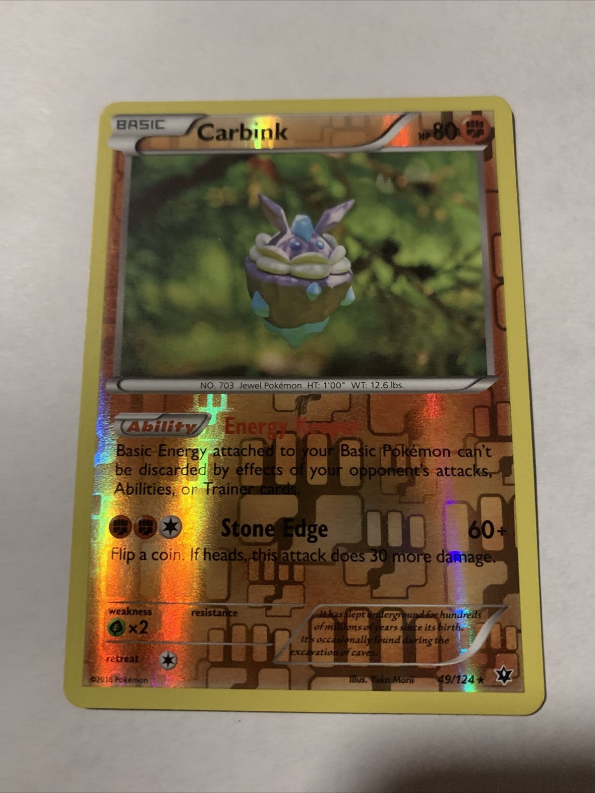 Carbink - 49/124 - Rare - Reverse Holo Nm - XY Fates Collide Pokemon Tcg
