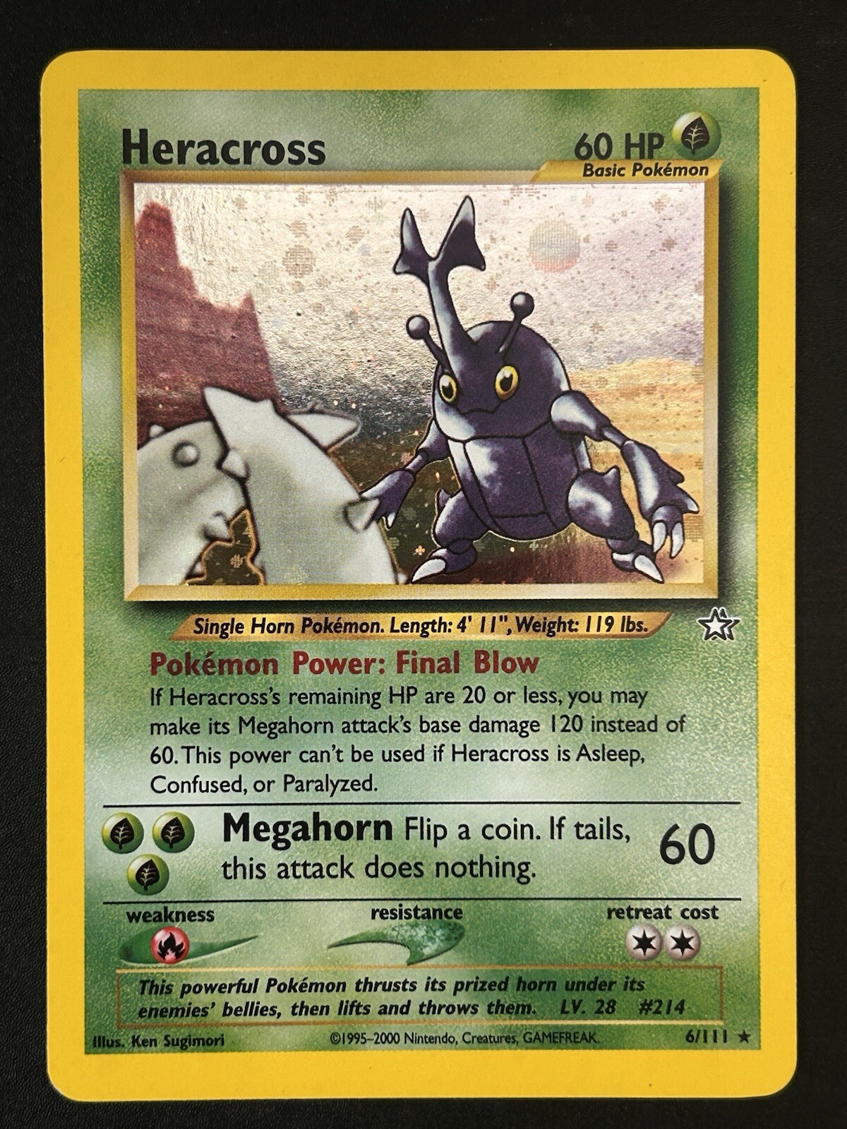 Pokémon TCG Heracross Neo Genesis 6/111 Holo Rare NM