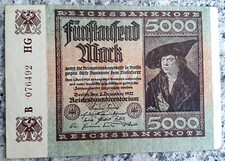 Deutschland Inflation 5000 Mark 1922 Banknote,