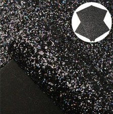 Chunky glitter Black Holographic FAUX LEATHER SHEET 8 X 12" 1093868 easy to cut