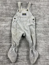 Vintage Osh Kosh B'Gosh Overalls 6/9 Months Vestbak Gray Footed Corduroy USA