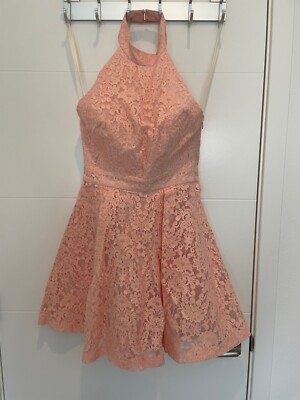 BCBG LILAH TIERED LACE STRAPLESS DRESS CORAL SIZE S | eBay
