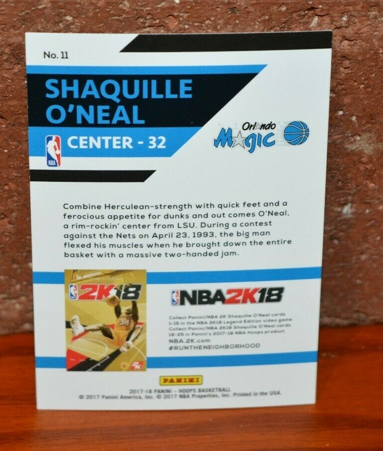 BASKETBALL CARD NBA HOOPS NBA 2K18 SHAQUILLE SHAQ O'NEAL
