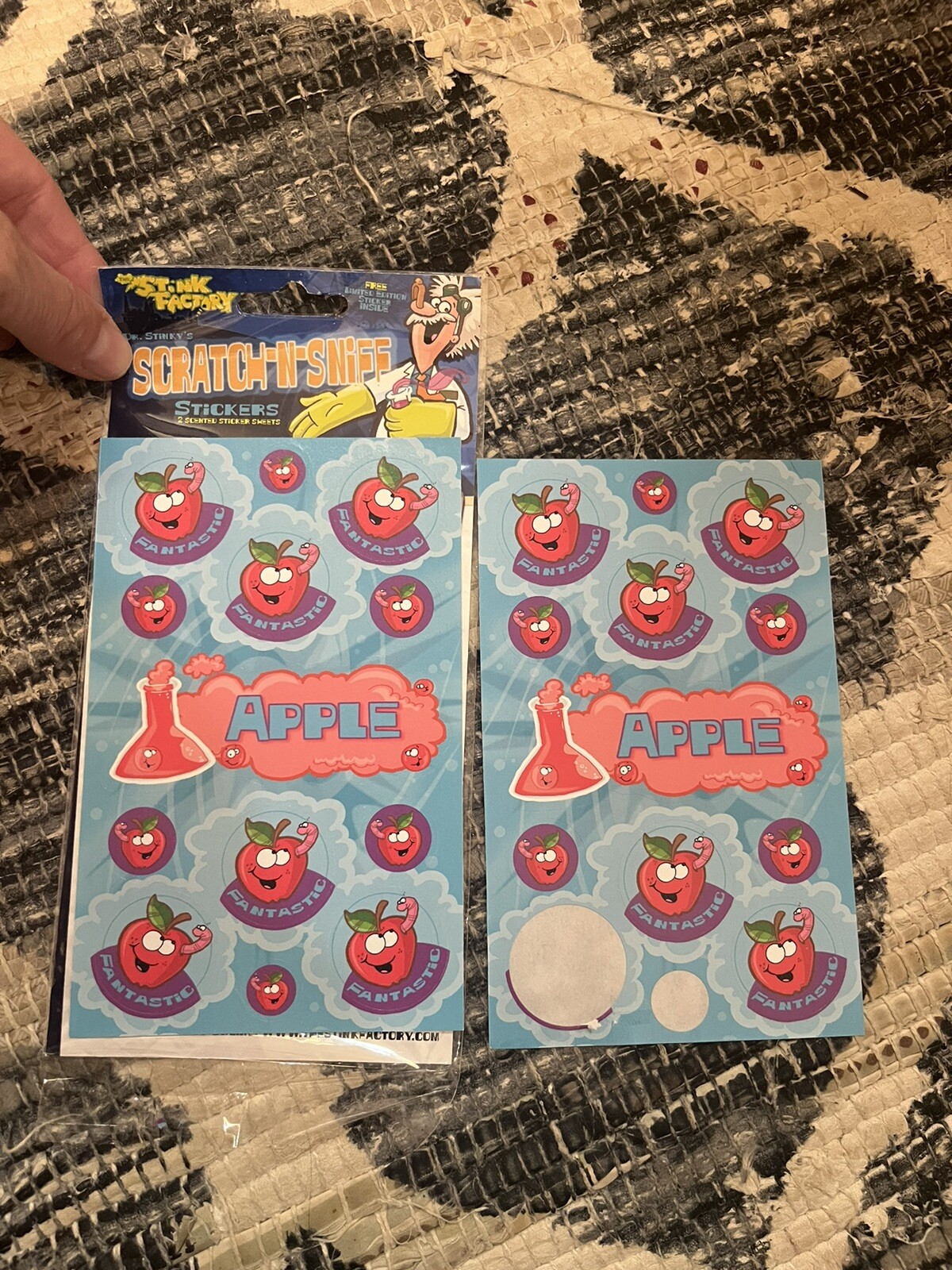 Stink Factory Scratch-N-Sniff 2 Sheets/2 Missing* Apple Stickers Fantastic Worm
