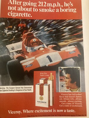 viceroy cigarettes menthol 1975 Original Print Ad Of Mario Andretti For Viceroy Cigarettes