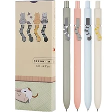 UIXJODO Cat Pens 4 Pcs 0.5mm Cute Kawaii Pens Black Ink Pens Fine Point Smoot...