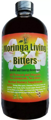 Organic Moringa Living Bitters, Herbal Dietary Supplement, Detox & Energy 16 OZ