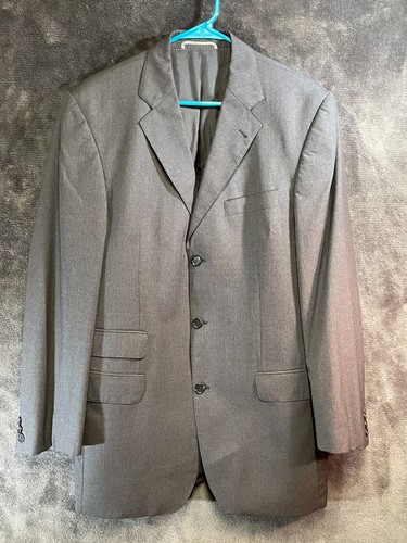Linus Hamburg Suit Jacket Men's Size 110 Gray 3-Button Notch Lapel Long Sleeve - Picture 12 of 24