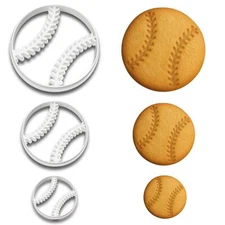 Baseball Cookie Cutters Trio (4", 3", 2") - Ideal for Sports (Random Colors)