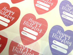 Joyeux Anniversaire Cœur Cadeau Present Etiquettes Colore Stickers Pour Carte Ebay