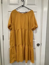 SHEIN CURVE Mustard Yellow Tiered Dress 2x