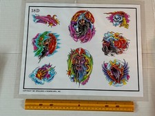 Vintage 1991 Spaulding Rogers Tattoo Flash Sheet D Series 18D Wizards