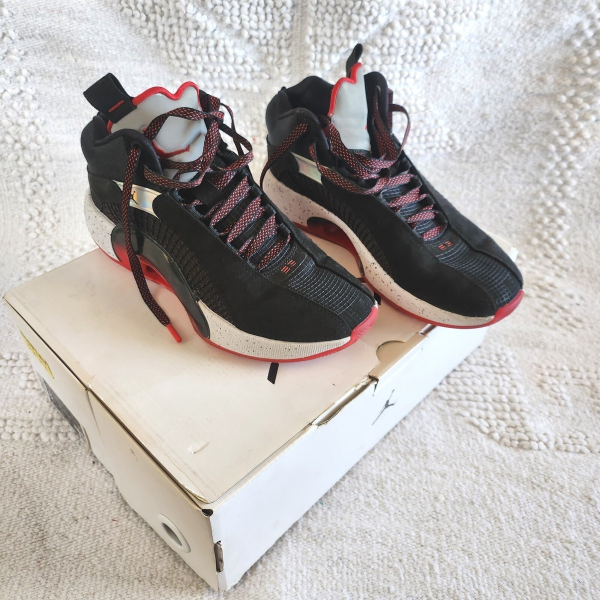 Air Jordon Xxxv Black/fire RED Basketball Shoes Size Mens