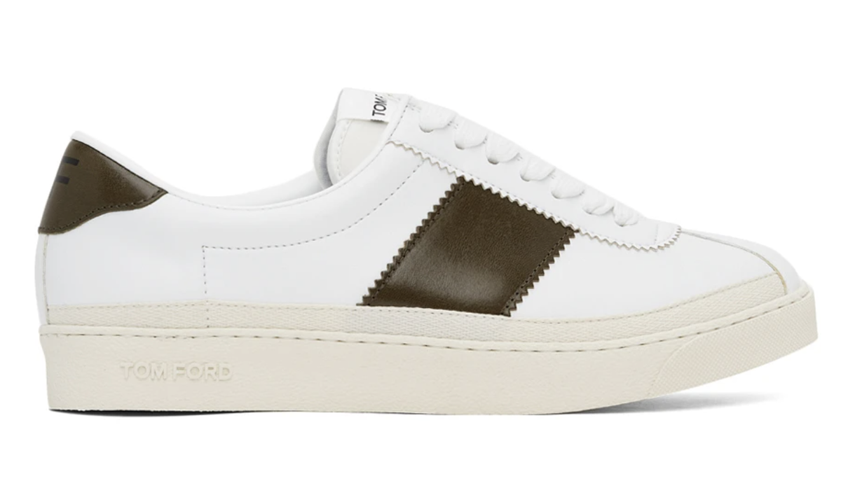 Tom Ford Bannister Leather Sneakers White Brown 10 UK 43 EU  display picture 1