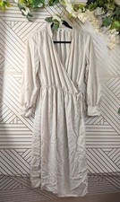 UNIQLO Women's Rayon Beige Long Sleeve Wrap Dress Size Small
