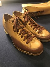 Vintage Athco 1940 s Tan-Brown Leather Bowling Shoes Size 5 W/case Women F42