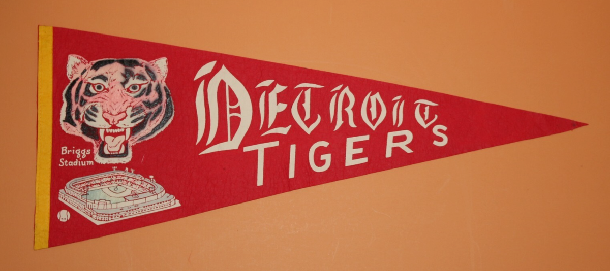 Vintage 1950's DETROIT TIGERS - BRIGGS STADIUM Baseball Pennant | eBay