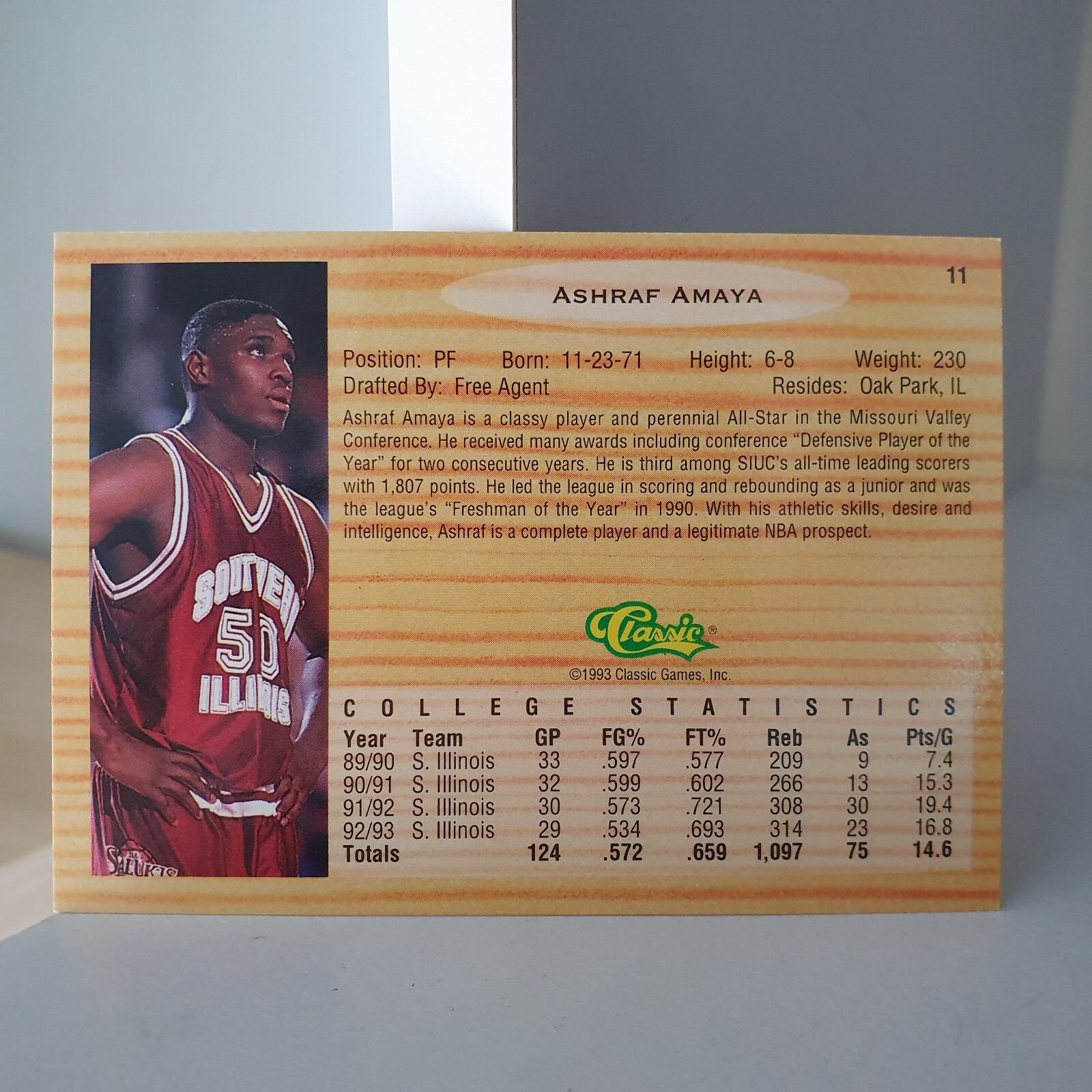 Ashraf Amaya 1993 NBA Classic College Basketball Card 11 eBay