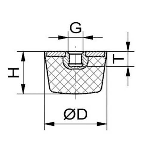 KE Ø43x35 M10x10 NK55°Shore Stahl verzinkt konischer Gummi-Metall-Puffer - Picture 2 of 2