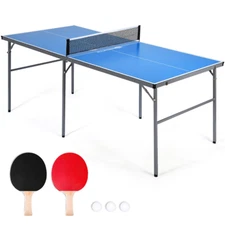 Tennis Table 6’X3’ Portable Tennis Ping Pong Folding Table With Accessories Indo