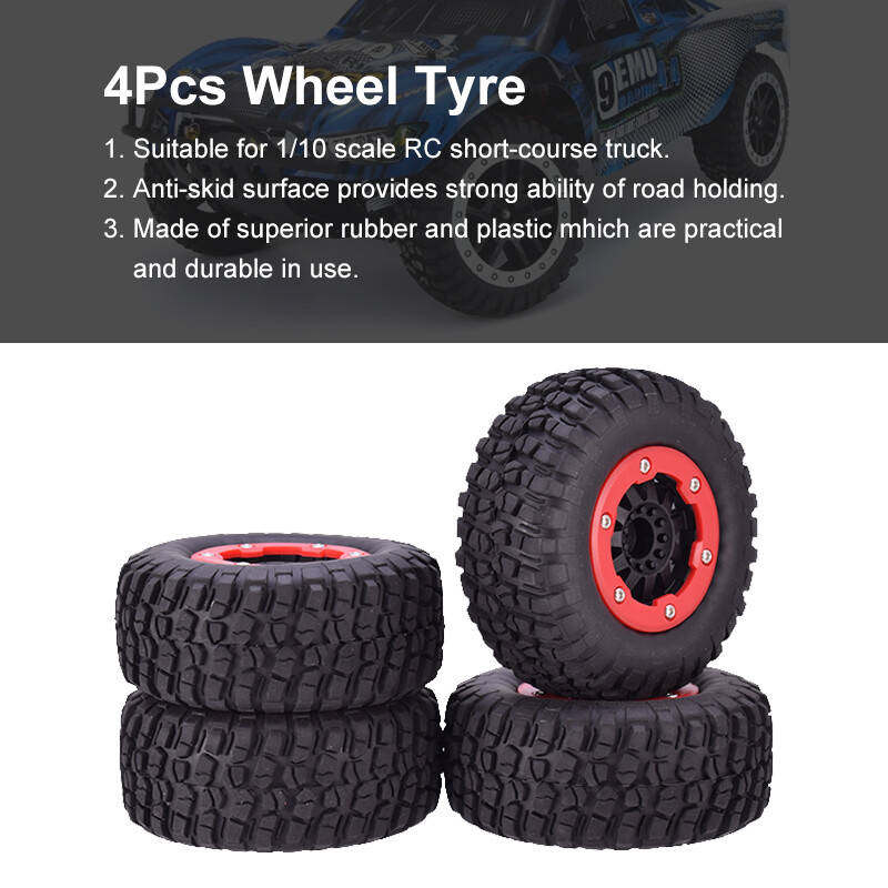 4PCS 1/10 Rc Short Course Truck Wheels Tires Set for Ecx Torment Associated Sc10