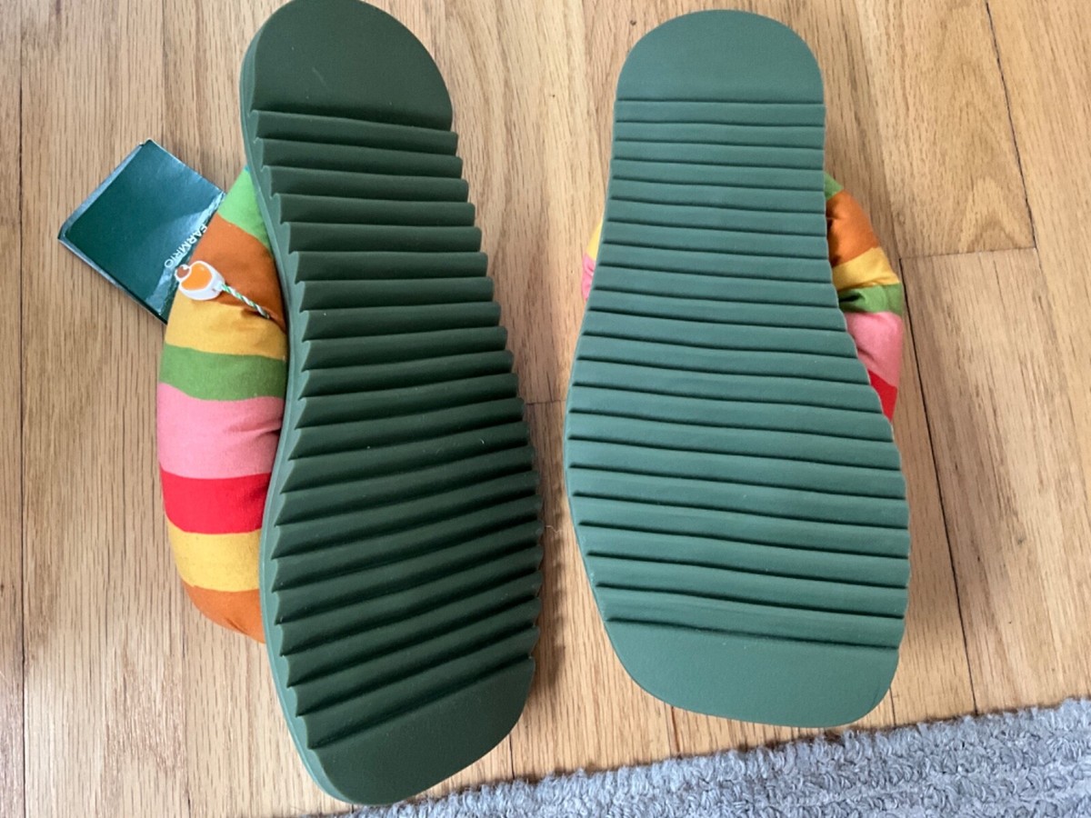 Farm Rio Puffy Rainbow Pineapple Flip Flop Sandals Slides sz
