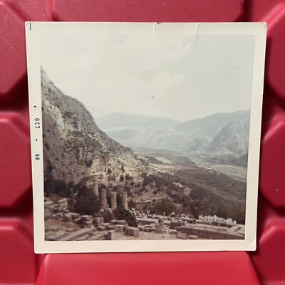 Temple Of Apollo Greece Delphi 3 3/8 x 3 3/8 Photograph B Pre Owned Vintage 1968