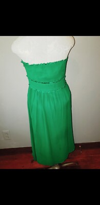 Anthropologie Emerald Green Dress Strapless Silk Moulinette Soeurs 2 | eBay