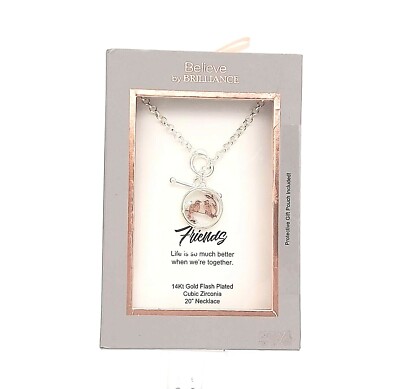Believe by Brilliance Shaker Necklace Friends Birds 14kt GFP Cubic Zirconia 20'' 