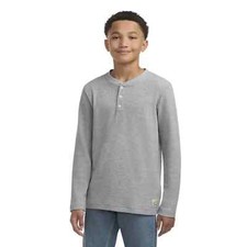 Levi's Boys Thermal Henley Long Sleeve Tee Size L 10/12 Grey Heather