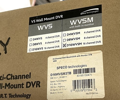 DVR encubierto de montaje en pared de 16 canales Speco D16WVSM3TB con monitor incorporado disco duro de 3 TB - Imagen 5 de 5