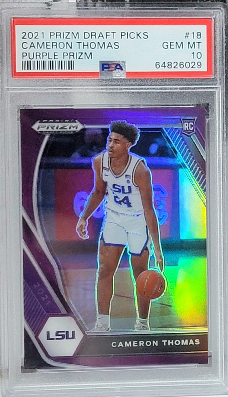2021 Cameron Thomas Prizm Draft Picks Purple Rookie 🔥!!..psa 10!!...38/75 