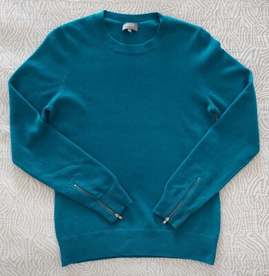 Jaeger Women's Green Wool & Cashmere Crew Neck Long Sleeve Jumper Size S