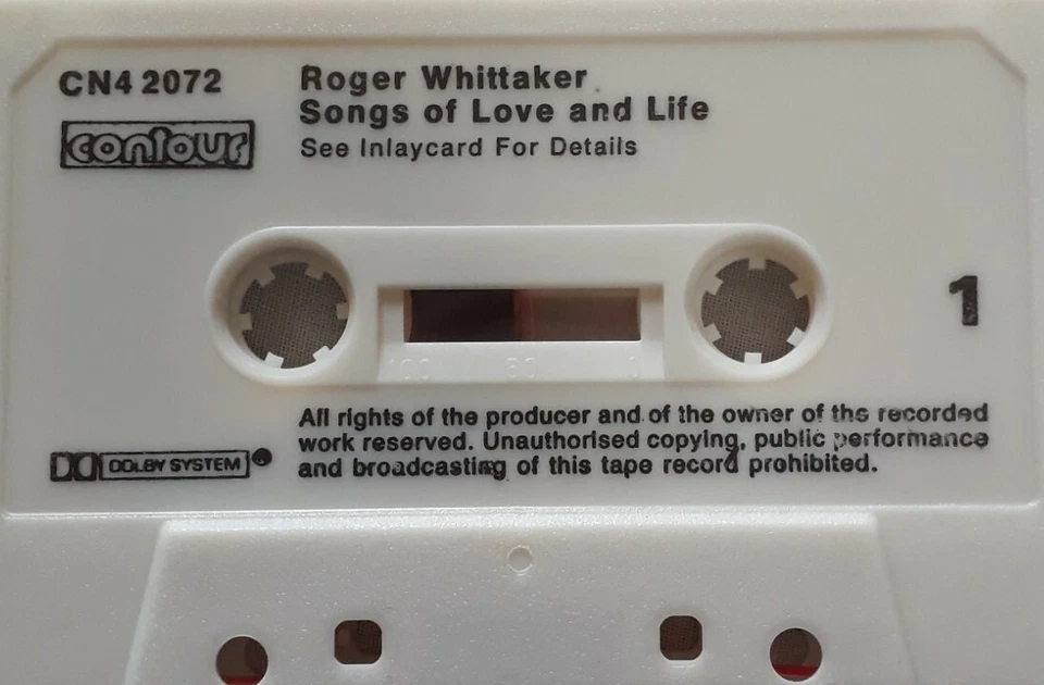 Roger Whittaker-Songs Of Love And Life Cassette.1970 Contour CN4 2072. - Image 3 of 4