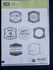 Stampin' Up LABEL LOVE 7 Stamps Set-Used/Retired- Mr. Mrs.,Best Friend