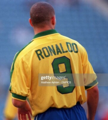 Brazil 1997 Ronaldo Name Set Print Stitched Cloth With Plastic For