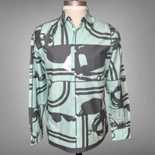 Hermes Aqua Disorder Shirt 15 1/2 39 Made in France Polished Cotton New No Tags