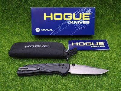 Hogue Deka Manual Folder 3.25'' Clip Point Blade Tumbled Black G10 Frame - 24279