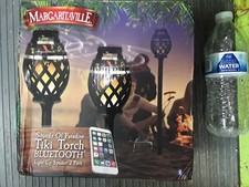 2 Black TIKI TORCH STEREO Bluetooth Speakers LED Lighting 2-Pack BOX DAMAGED