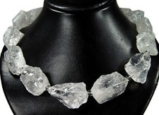Edelstein aus Bergkristall Rohsteinen in Form von großen Nuggets Damen Halskette