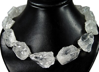 Rock Crystal Raw Stone Shaped Large Nuggets Gemstone Ladies Necklace